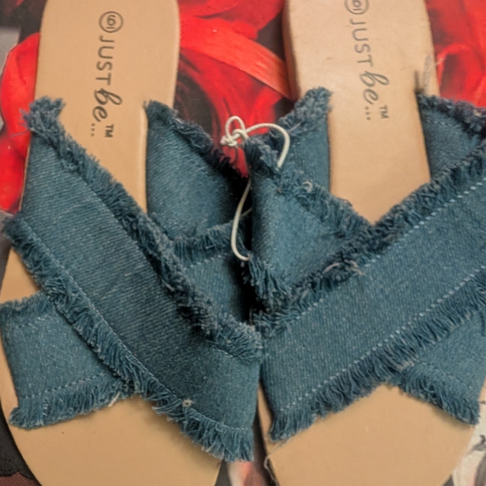 Just Be Women's Denim Slide Sandals - Blue